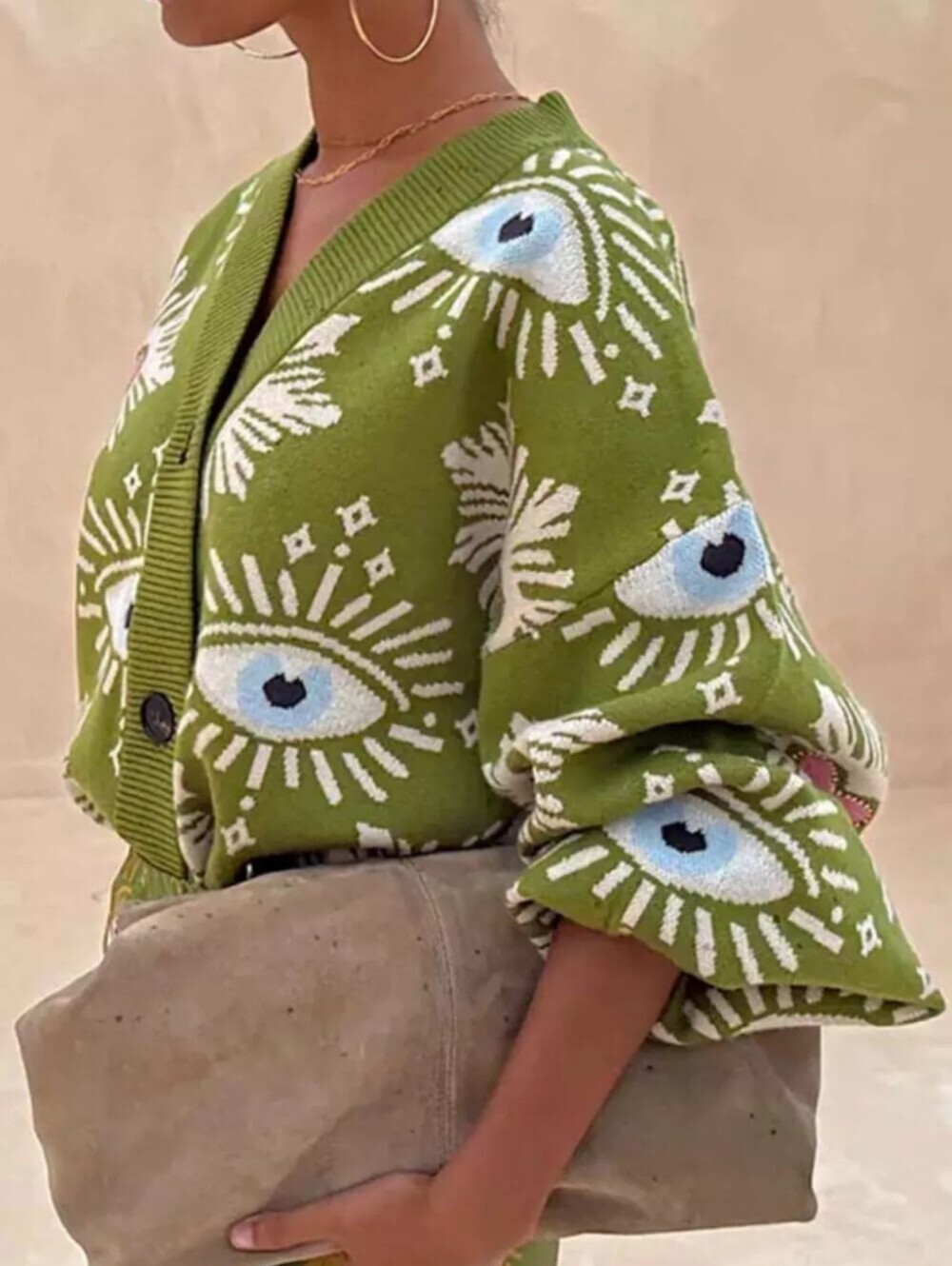 Button-Down Dropped Shoulder Cardigan - Picture 3 of 6